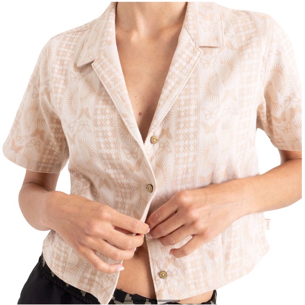 Roark Beige Patterned Button Down Shirt - image 3